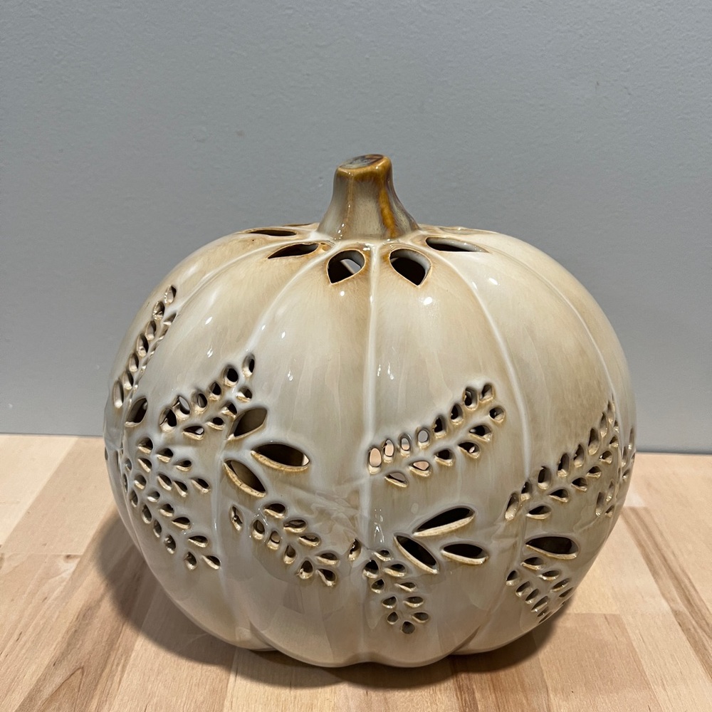 Hobby Lobby Cream Ceramic Pumpkin Decor